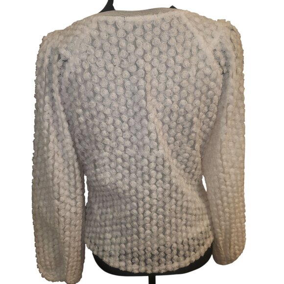 INC White Bubble Detail Balloon Sleeve Blouse Size M - Picture 3 of 6